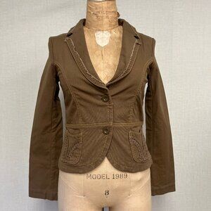 NWT Deadstock 2000s Cotton Contrast Stitch Lace Trim Pockets Blazer Size Medium